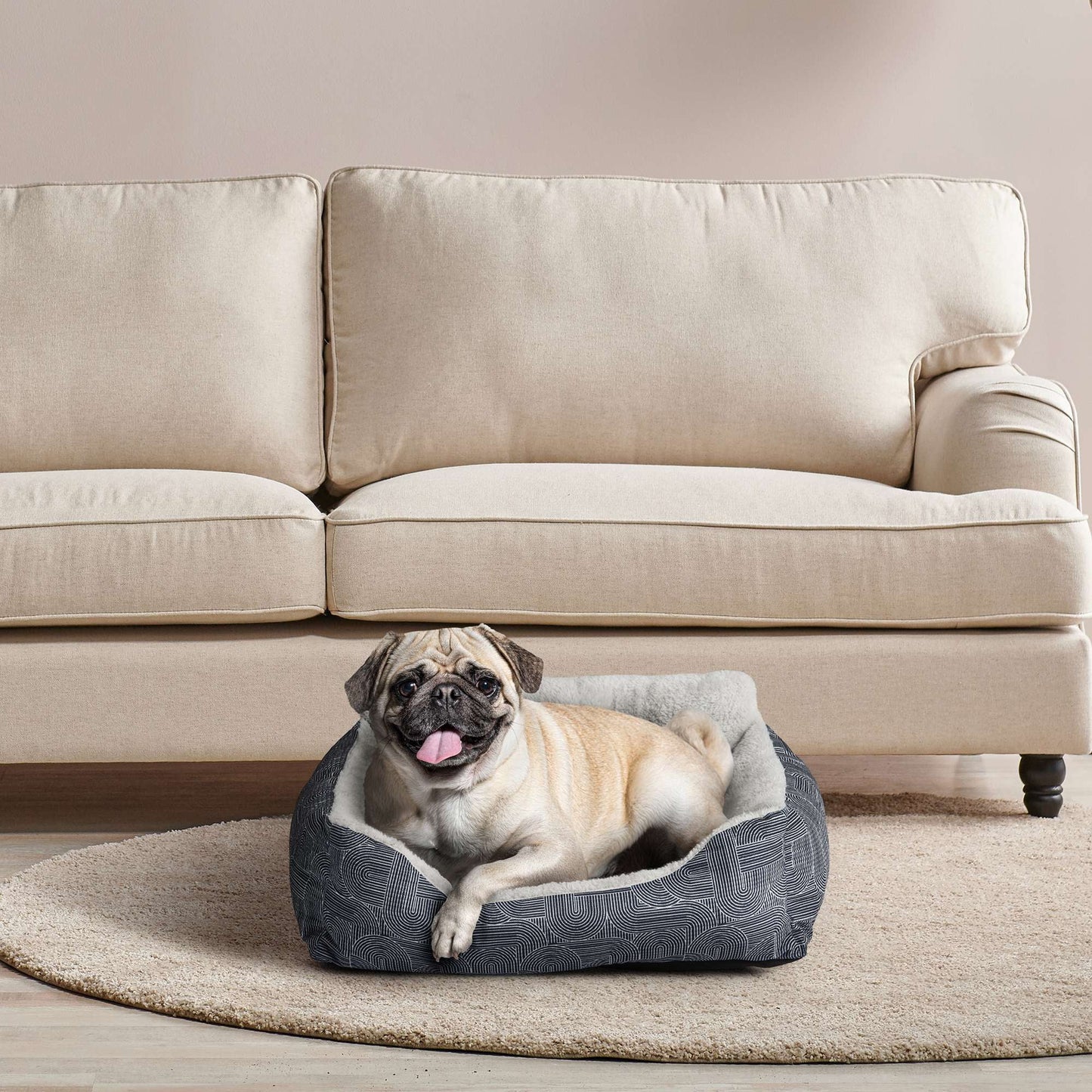 Lounger Small Dog Bed, Black 21" X 17"