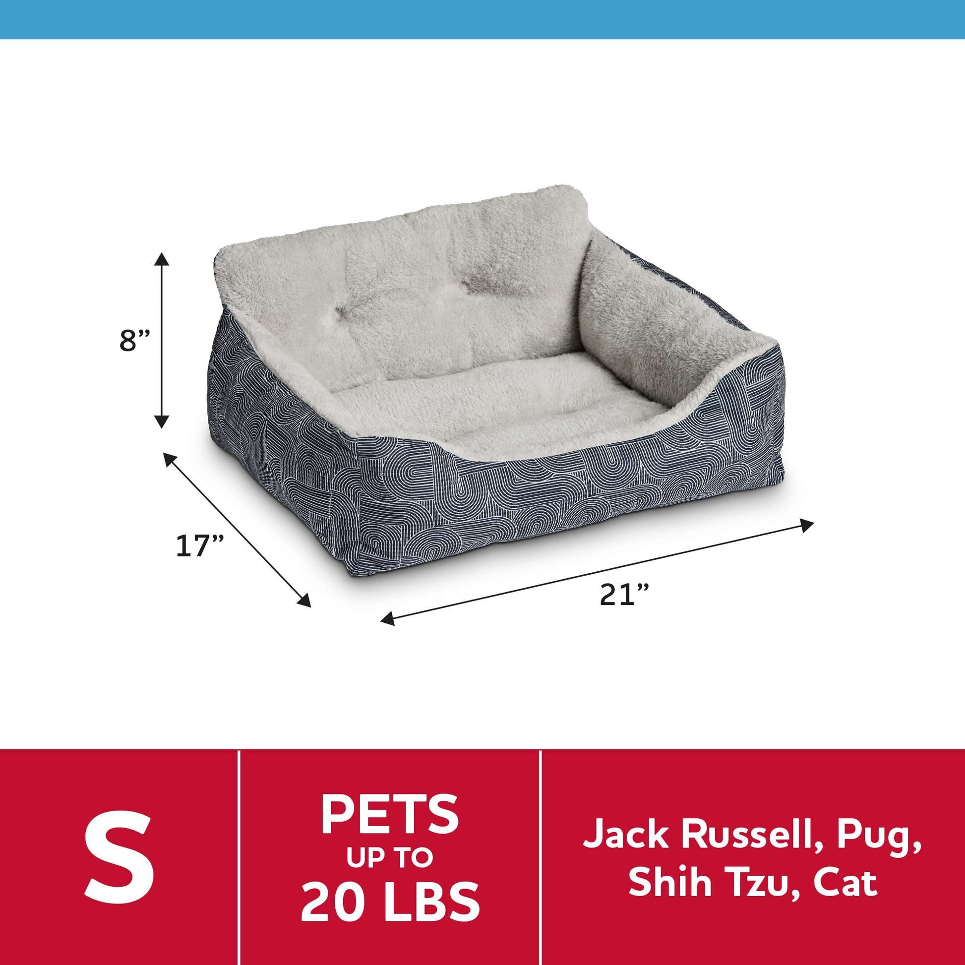 Lounger Small Dog Bed, Black 21" X 17"